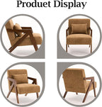 Mid Century Modern Accent Chair with Solid Wood Frame，Upholstered Chenille Living Room Arm Chairs with Pillow for Bedroom, Living Room, Reading Room, Balcony (1, Yellow)