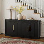Sideboard Buffet Cabinet with Storage, Modern Accent Cabinet with Arched Doors, 67" Large Modular Media Console, Minimalist Credenza for Living Room Kitchen Dining Room Entryway, Black
