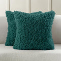 FUTEI Teal Decorative Throw Pillow Covers 24x24 Inch Set of 2,Soft Fluffy Faux Wool Fur Boucle Textured European Cushion Case,Modern Home Decor for Couch Bed Living Room Office