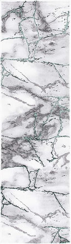 SAFAVIEH Craft Collection Runner Rug - 2'3" x 12', Grey & Green, Modern Abstract Design, Non-Shedding & Easy Care, Ideal for High Traffic Areas in Living Room, Bedroom (CFT877Y)
