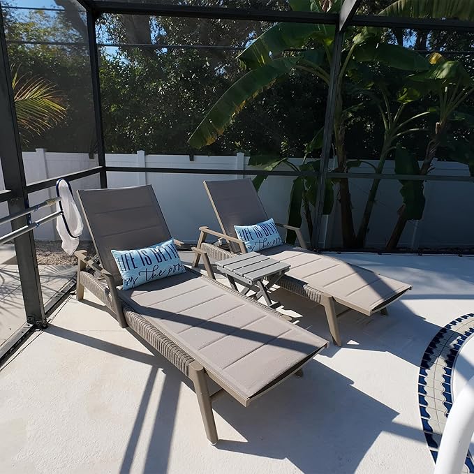 PURPLE LEAF Patio Chaise Lounge Chairs with Armrests Aluminum Reclining Layout Lounges for Outdoor Poolside Nurture Shale