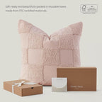 Double Stitch Checkered Throw Pillow Covers - 100% Cotton Tufted Boho Decorative Pillow Covers 20x20, Made in India, Square Cushion Case, Modern Home Decor for Couch, Sofa, Living Room, Pink Whisper
