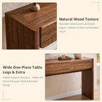 OKD 63'' Console Table with 3 Drawers, Farmhouse Entryway Table with Rounded Corners, Console Table Behind Couch for Living Room/Hallway-Reclaimed Barnwood