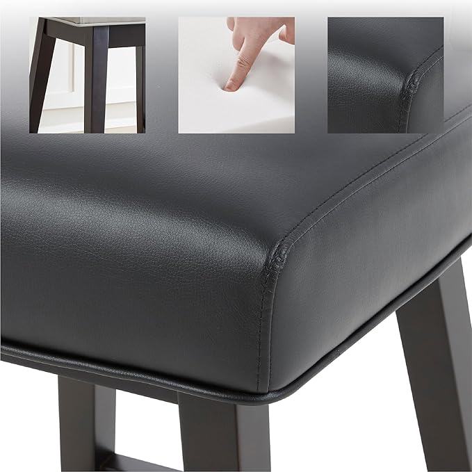 CHITA 26 Inch Counter Height Swivel Bar Stool, FSC Certified Modern Upholstered Faux Leather Swivel Barstool Chair with Back, Black