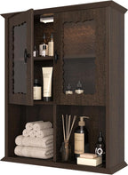 CJL Bathroom Wall Cabinet with Motion Sensor Led Light, Over The Toilet Storage Cabinet, 23.6'' x 29.5'' Medicine Cabinet of Mid-Century Modern Design with Acrylic Door, Brown