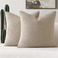 FUTEI Pack of 2 Oatmeal Decorative Throw Pillow Covers 24x24 Inch Soft Cozy Solid Boucle Textured European Cushion Case,Modern Home Decor for Couch Bed Living Room