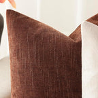 Foindtower Pack of 2 Soft Textured Chenille Throw Decorative Pillow Covers Square Accent Solid Cushion Cover Cozy Neutral Farmhouse Pillow Case for Couch Sofa Bedroom Living Room 26x26 Inch,Red Taupe