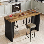 Tribesigns Home Bar Unit, 55.12-Inch Bar Table with a Spacious Tabletop, Modern Freestanding Mini Bar for Home Kitchen, Living Room, Balcony, Basement, Brown & Black