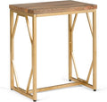SIMPLIHOME Selma Contemporary 20 Inch Wide Metal and Wood Accent Side Table in Natural, Gold, For the Living Room and Bedroom