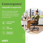HON Convergence Ergonomic Office Chair, Breathable Back Support Mesh, Adjustable Arms, Computer Seating with Lumbar Support, Swivel Wheels, Synchro-Tilt Recline, Vinyl, Black