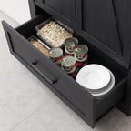 72" Tall Wood Storage Cabinet, Farmhouse Kitchen Pantry Cabinet with Adjustable Shelves & Drawer & Barn Doors, Versatile Storage for Kitchen, Dining Room, Bathroom, Black