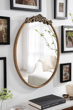 Kate and Laurel Arendahl Ornate Glam Oval Wall Mirror, 18 x 24, Antique Gold, Beautiful Bohemian Mirror for Wall