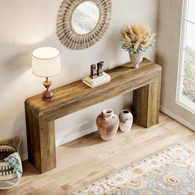 Tribesigns 70.9-Inch Extra Long Console Table, Rustic Wooden Sofa Table Behind Couch, Farmhouse Entryway Console for Living Room, Entryway, Hallway, Foyer (Brown)