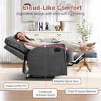 INZOY Manual Recliner with Thicker Backrest, Soft Fabric Manual Recliner with Overstuffed Cushion, Heavy Duty Reclining Sofa for Living Room Bedroom Apartment, Grey
