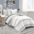 Lush Decor Farmhouse Stripe Reversible Cotton Comforter Set , 2 Piece Set, Twin XL, Dark Gray - Twin Bedding Set - Dorm Decor - Striped Comforter For Kids Or Teens - Modern Farmhouse Bedroom Decor