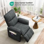 Amada Small Power Recliner Chair for Adults, Chenille Electric Reclining Chair for Small Spaces with Remote & Side Pockets, Thick Seat Cushion for Home Theater, RV, Living Room & Bedroom (Dark Grey)