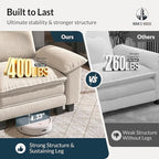 HERA'S HOUSE 54" Modular Sectional Sofa Couches for Living Room, Comfy Cloud Couch 1-Seater Deep Seat Sofa with Throw Pillow, Chenille Beige