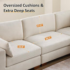 VANOMi Large Modular Sectional Sofa, Oversized Couch with Charging Station, Cloud Couch Deep Seat Sofa with Thick Cushion, Convertible Sectional Couches for Living Room Office Apartment