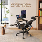 Newtral Office Chair Ergonomic with Footrest, Auto-Following Lumbar Support, High Back Desk Chair with 4D Armrest,136° Tilt Lock, Adjustable Seat Depth & Height (Upgrade with Laptop Tray, Black)