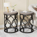 Tribesigns Round End Table Set of 2, Industrial Side Table with Metal Hollow Frame, Small Bedside Table Nightstand for Living Room, Bedroom, Easy Assembly (Grey,2 PCS)