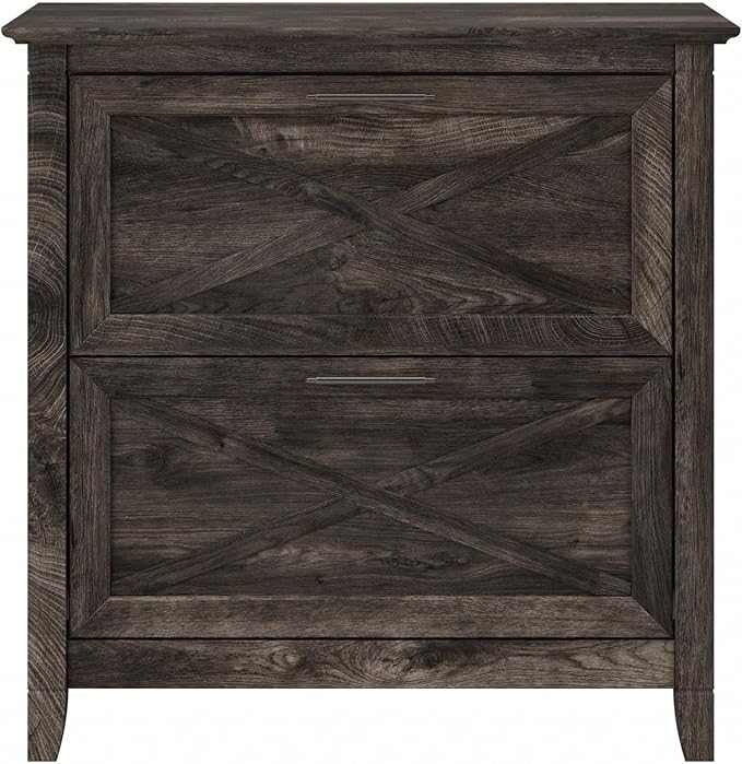Bush Furniture Key West 2 Drawer Lateral File Cabinet in Dark Gray Hickory, Document Storage for Home Office, Accent Chest with Drawers