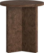 Henn&Hart 20" Scandinavian Round Wooden End Table, Side Table, Nightstand with X-Base for Living Room, Office, Family Room, or Bedroom, Espresso Burl