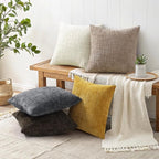 decorUhome Oatmeal Chenille Throw Pillow Covers 24x24 Set of 2 Thick Textured Slubby Couch Pillow Covers Farmhouse Accent Modern Neutral Decorative Pillow Cases for Bed Sofa Living Room