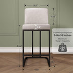 PHI VILLA Light Grey Bar Stools Set of 3, Faux Leather Counter Height Chairs, Kitchen Stools for Island, 24 Inch Barstools with Back