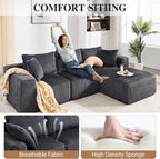 102" Modular Sectional Sofa, L-Shape Cloud Sectional Couch with Deep Seat, 3 Seat Memory Foam Comfy Boneless Couches for Living Room Bedroom, No Assembly Required, Grey