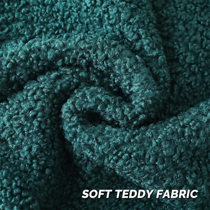 FUTEI Dark Green Throw Pillow Covers 22x22 Inch Set of 2,Furry Faux Fur Teddy Boucle Textured Cushion Covers,Soft Fluffy Decorative Pillow Case,Home Decor for Couch Bed Living Room Office Car