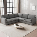 Waterproof Cloud Sectional Sofa for Living Room,High Backrest Down Filled Couch,5 Seater Oversized Modular V-Shaped Couches,Detachable Couch Covers,Dark Grey