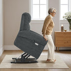 MCombo Dual Motor Power Lift Recliner Chair with Massage and Heat for Elderly, USB Ports, Lay Flat, Fabric 7666 (Dark Grey)