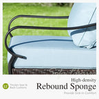 Sophia & William Extra Large Outdoor Patio Swivel Sofa Chairs Set 2 PCS Heavy-Duty Metal Porch Furniture with High Back & Deep Seating Area, 5.5" Thicken Cushions for Deck, Lawn, Outside (Blue)