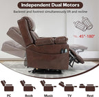 Big Man Power Lay Flat Lift Chair Oversized Recliner Dual Motor Heat Vibration for Elderly, Overstuffed Electric 28" Extra Wide Recliners with Flip Arm Storage Cup Holders,USB Type C Charging