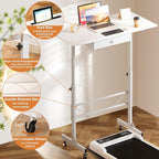 COMHOMA Small Standing Desk Adjustable Height Small Computer Desk Mobile Portable Rolling Laptop Table with Wheels 32" Computer Workstation Sit Stand Desks Portable Standing Table Treadmill desks