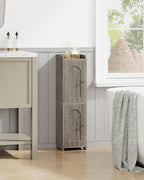Bathroom Storage Cabinet, Corner Floor Cabinet with 2 Doors and Adjustable Shelf, Narrow Toilet Paper Cabinets, Bathroom Organizer for Small Spaces, 7.9" D x 7.9" W x 29.5" H Greige
