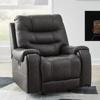 Signature Design by Ashley Trumble Modern Faux Leather Manual Rocker Recliner with Track Arms, Gray