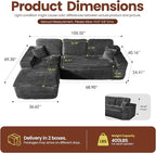 106" Oversized Couch Sofa, L Shape Couches for Living Room, No Assembly Required Plush Velvet Sectional Sofas with Left Facing Chaise for Home Apartment