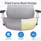 HYLONE Office Chair, 5" Thickened Seat Ergonomic Desk Chair with Adjustable Armrests, Home Office Computer Chairs for Long Hours Mesh Executive Chair(White Base&Grey)