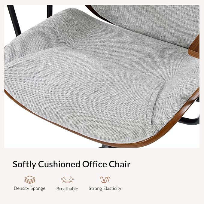 Modern Office Chair with Bentwood Polyester Upholstery Ergonomic Swivel Desk Chair with Adjustable Height for Home Office or Study Gray