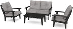 POLYWOOD® Lakeside Deep Seating Set, Black/Grey Mist