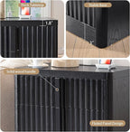 Black 23.6" Nightstand with Charging Station, Side Table with 3 Storage Drawers, Mid Century Modern Night Stand with Solid Wood Handle, Bedside End Table for Bedroom, Living Room, Closet