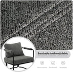 Accent Chairs Set of 2 for Living Room, Mid Century Modern Upholstered Reading Armchairs for Bedroom, Office, with Comfy Chenille Cushion & Metal Frame, Dark Grey