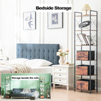 HCHQHS Narrow Bookshelf, Adjustable 6-Tier Industrial Bookcase, Rustic Open Book Shelf, Freestanding Tall Bookshelves with Metal Frame