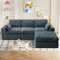 114" Cloud Boneless Sectional Couches for Living Room, Modular Sectional Sofa with Cup Holder, Cozy Fluffy L Shaped Deep Seat Boneless Couch with Storage Pocket, No Assembly Required, Grey
