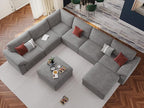 EASE MOOSE Sectional Modular Sofa, Oversized U Shape Sectional Couch Wide Deep seat Sectional Sofa,FSC Certified Comfortable Chenille White Modular Sofa,Detachable and Washable