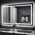 ISKM 50'' x 30'' LED Mirror for Bathroom Lighted Vanity Mirror for Wall Front Lights + Backlit LED Bathroom Mirror Anti-Fog Tempered Glass ETL Listed
