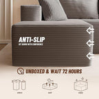 138" Boneless Couch with Deep Seat, Modular Sectional Sofa, Cloud Sectional Couch for Living Room, No Assembly Required, Corduroy, 4 Seater L-Shape Left, Grey