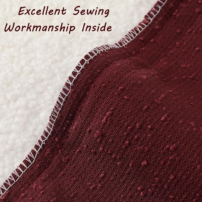 FUTEI Pack of 2 Burgundy Decorative Throw Pillow Covers 12x20 Inch Soft Cozy Solid Boucle Textured Lumbar Pillow Cases,Modern Home Decor for Couch Bed Living Room