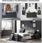Farmhouse 5 Drawers Dresser for Bedroom, 45" Wide Chest of Drawers, 21" Tall Storage Closet Bench Storage Chest Storage Trunk, Wood Rustic Dresser for Closet, Living Room, Hallway, Dark Grey